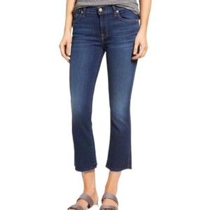 7 For All Mankind Crop Flare Premium Dark Wash Denim Women's Size 30